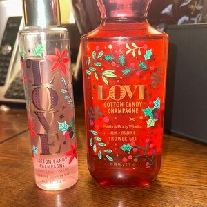 Bath & Body Works Cotton Candy Champagne Shower Gel & Mist - Festive Red
